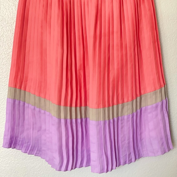 American Eagle Pleated Orange Purple Color Block Dress Size Small - Picture 10 of 12